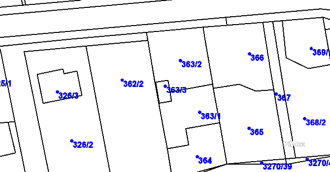 Parcela st. 363/3 v KÚ Píšť, Katastrální mapa