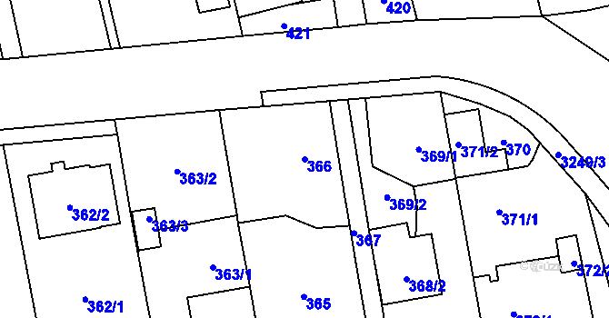 Parcela st. 366 v KÚ Píšť, Katastrální mapa