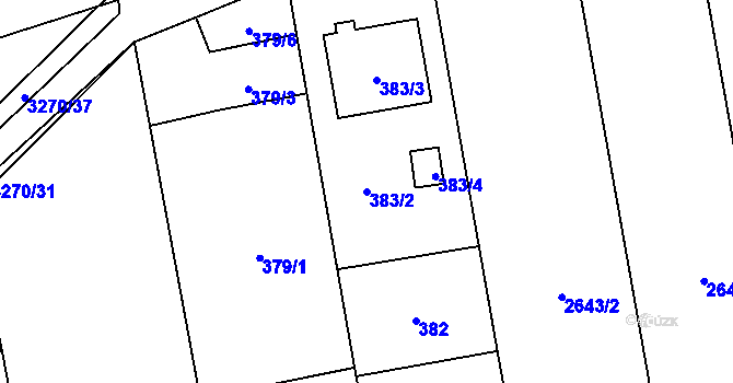 Parcela st. 383/2 v KÚ Píšť, Katastrální mapa