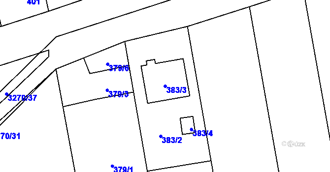 Parcela st. 383/3 v KÚ Píšť, Katastrální mapa