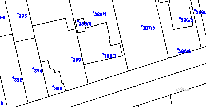 Parcela st. 388/3 v KÚ Píšť, Katastrální mapa