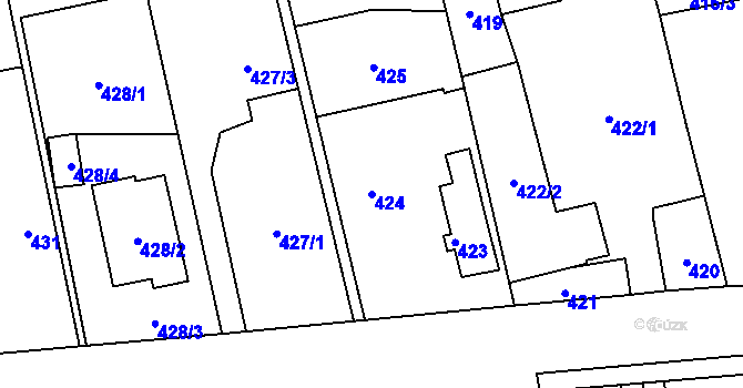 Parcela st. 424 v KÚ Píšť, Katastrální mapa