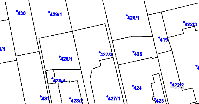 Parcela st. 427/3 v KÚ Píšť, Katastrální mapa