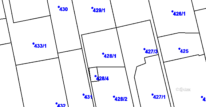 Parcela st. 428/1 v KÚ Píšť, Katastrální mapa