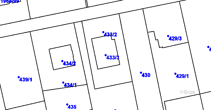 Parcela st. 433/3 v KÚ Píšť, Katastrální mapa