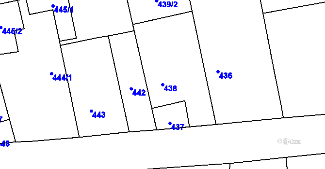 Parcela st. 438 v KÚ Píšť, Katastrální mapa