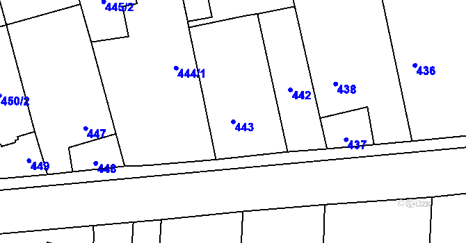 Parcela st. 443 v KÚ Píšť, Katastrální mapa