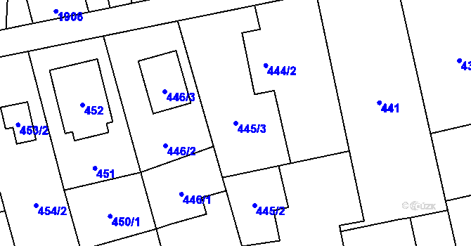Parcela st. 445/3 v KÚ Píšť, Katastrální mapa