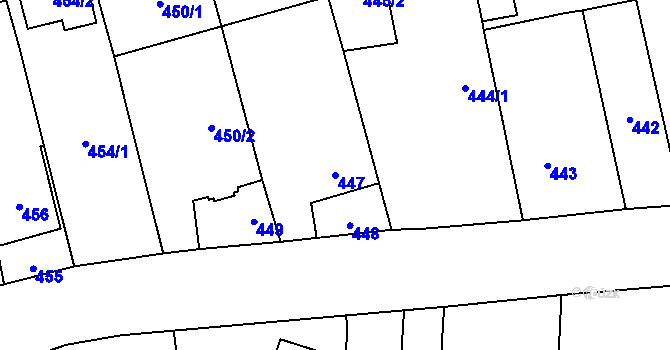 Parcela st. 447 v KÚ Píšť, Katastrální mapa