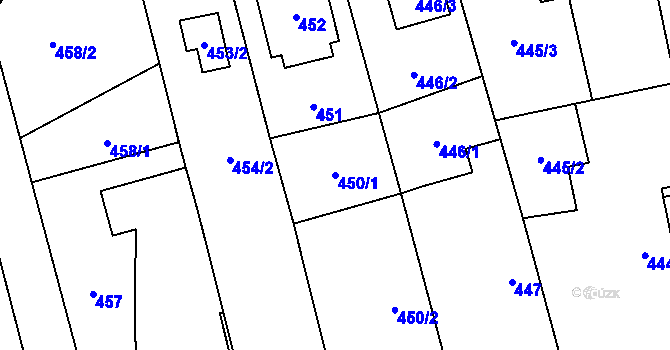 Parcela st. 450/1 v KÚ Píšť, Katastrální mapa