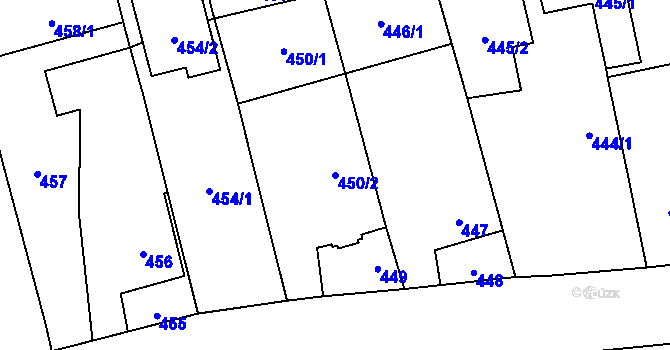 Parcela st. 450/2 v KÚ Píšť, Katastrální mapa
