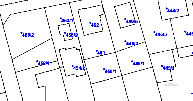 Parcela st. 451 v KÚ Píšť, Katastrální mapa