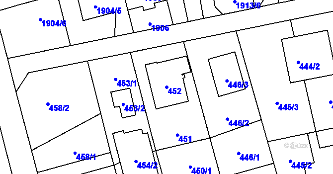 Parcela st. 452 v KÚ Píšť, Katastrální mapa