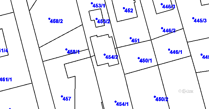 Parcela st. 454/2 v KÚ Píšť, Katastrální mapa