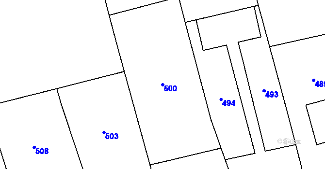 Parcela st. 500 v KÚ Píšť, Katastrální mapa