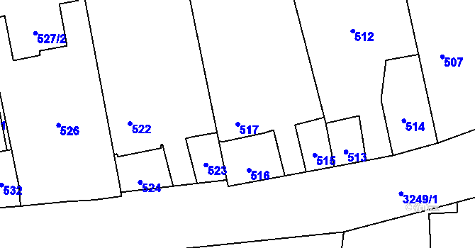 Parcela st. 517 v KÚ Píšť, Katastrální mapa