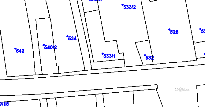Parcela st. 533/1 v KÚ Píšť, Katastrální mapa