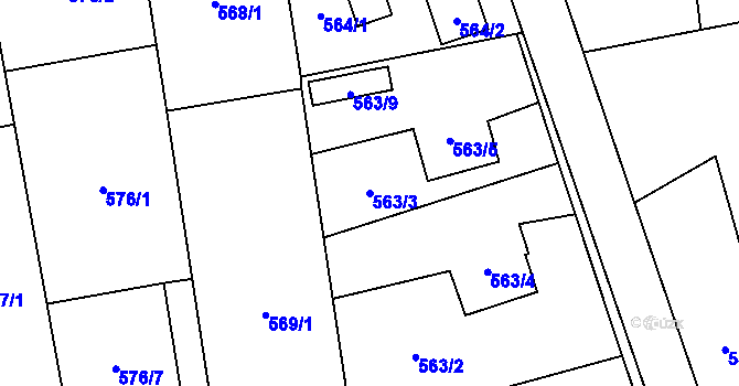 Parcela st. 563/3 v KÚ Píšť, Katastrální mapa