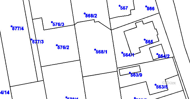 Parcela st. 568/1 v KÚ Píšť, Katastrální mapa