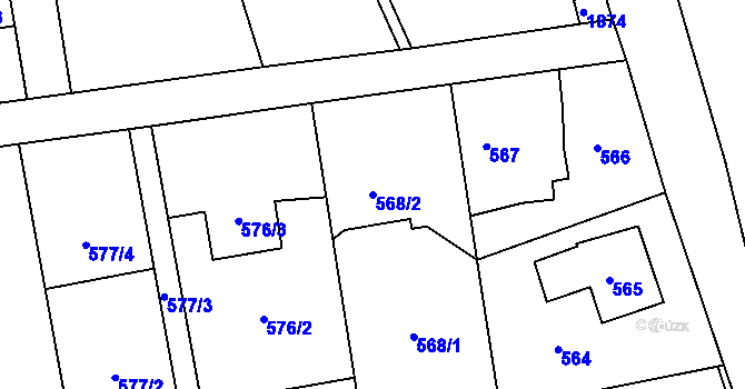 Parcela st. 568/2 v KÚ Píšť, Katastrální mapa