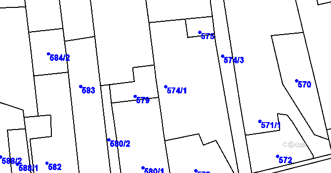 Parcela st. 574/1 v KÚ Píšť, Katastrální mapa