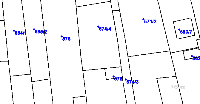 Parcela st. 574/2 v KÚ Píšť, Katastrální mapa
