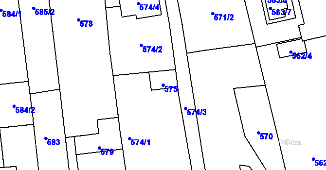 Parcela st. 575 v KÚ Píšť, Katastrální mapa