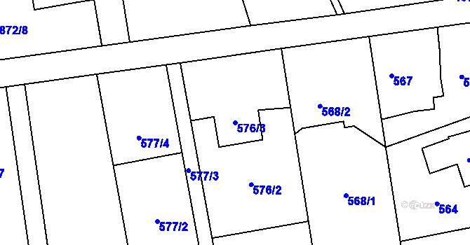 Parcela st. 576/3 v KÚ Píšť, Katastrální mapa