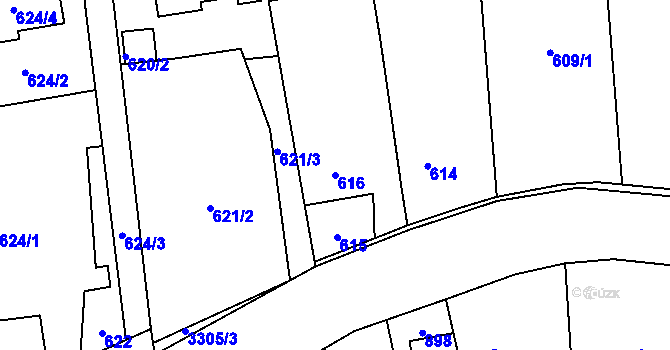 Parcela st. 616 v KÚ Píšť, Katastrální mapa