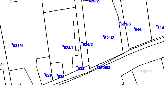 Parcela st. 624/3 v KÚ Píšť, Katastrální mapa