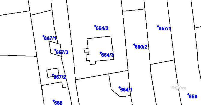 Parcela st. 664/3 v KÚ Píšť, Katastrální mapa