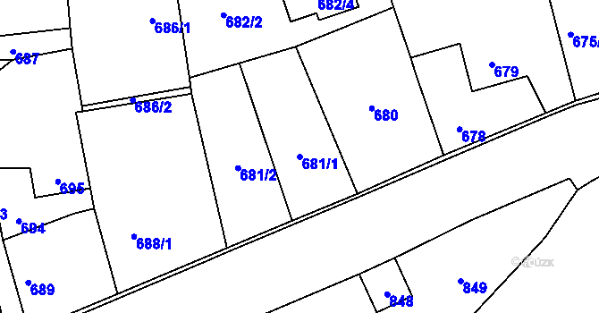 Parcela st. 681/1 v KÚ Píšť, Katastrální mapa