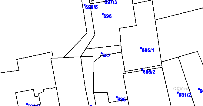 Parcela st. 687 v KÚ Píšť, Katastrální mapa