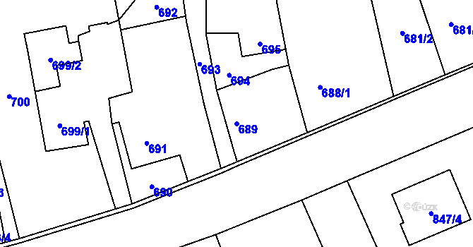 Parcela st. 689 v KÚ Píšť, Katastrální mapa