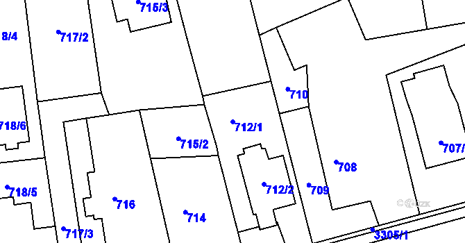 Parcela st. 712/1 v KÚ Píšť, Katastrální mapa