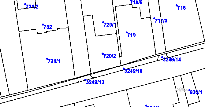 Parcela st. 720/2 v KÚ Píšť, Katastrální mapa