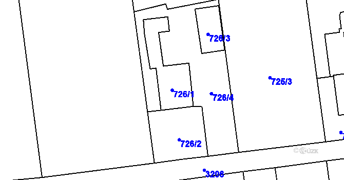 Parcela st. 726/1 v KÚ Píšť, Katastrální mapa