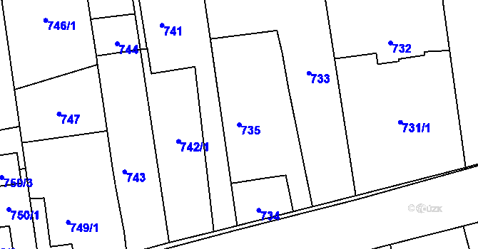 Parcela st. 735 v KÚ Píšť, Katastrální mapa