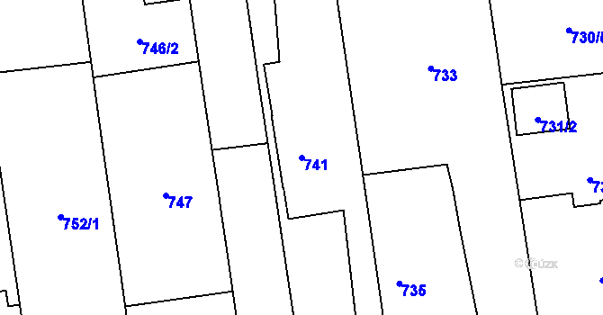 Parcela st. 741 v KÚ Píšť, Katastrální mapa