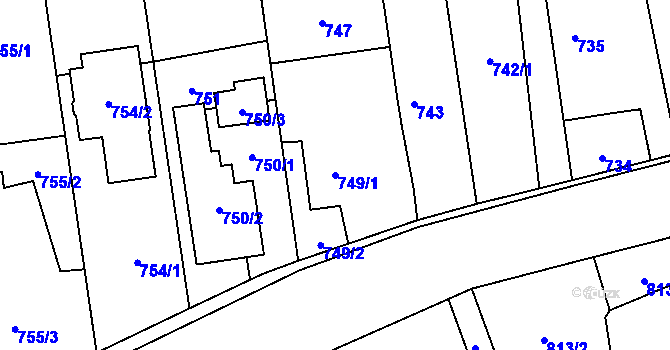 Parcela st. 749/1 v KÚ Píšť, Katastrální mapa
