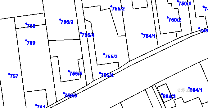 Parcela st. 755/3 v KÚ Píšť, Katastrální mapa