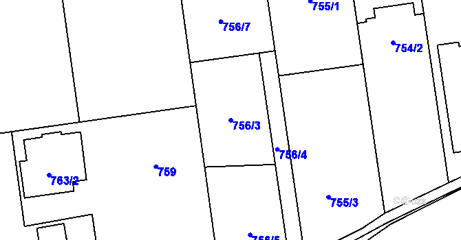 Parcela st. 756/3 v KÚ Píšť, Katastrální mapa