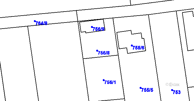 Parcela st. 756/8 v KÚ Píšť, Katastrální mapa