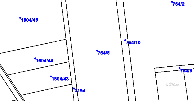 Parcela st. 764/5 v KÚ Píšť, Katastrální mapa