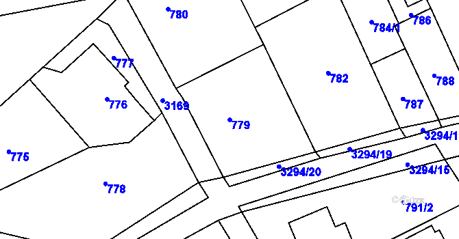 Parcela st. 779 v KÚ Píšť, Katastrální mapa