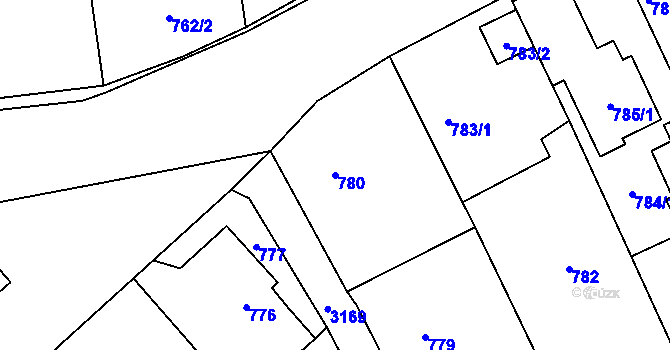 Parcela st. 780 v KÚ Píšť, Katastrální mapa
