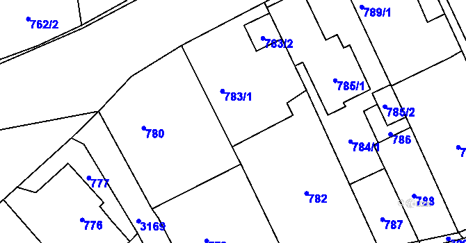 Parcela st. 783 v KÚ Píšť, Katastrální mapa