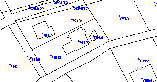 Parcela st. 791/5 v KÚ Píšť, Katastrální mapa
