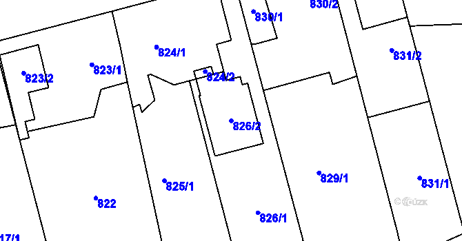 Parcela st. 826/2 v KÚ Píšť, Katastrální mapa