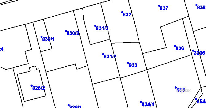 Parcela st. 831/2 v KÚ Píšť, Katastrální mapa